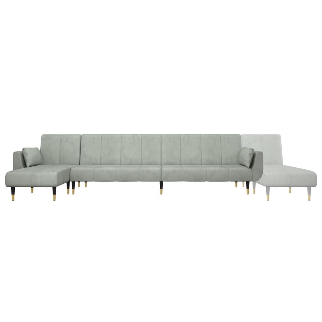 vidaXL Καναπές Κρεβάτι Γωνιακός Αν. Γκρι 275 x 140 x 70 εκ. Βελούδινος