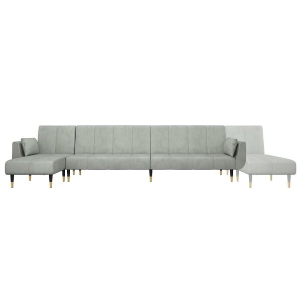 vidaXL Καναπές Κρεβάτι Γωνιακός Αν. Γκρι 275 x 140 x 70 εκ. Βελούδινος