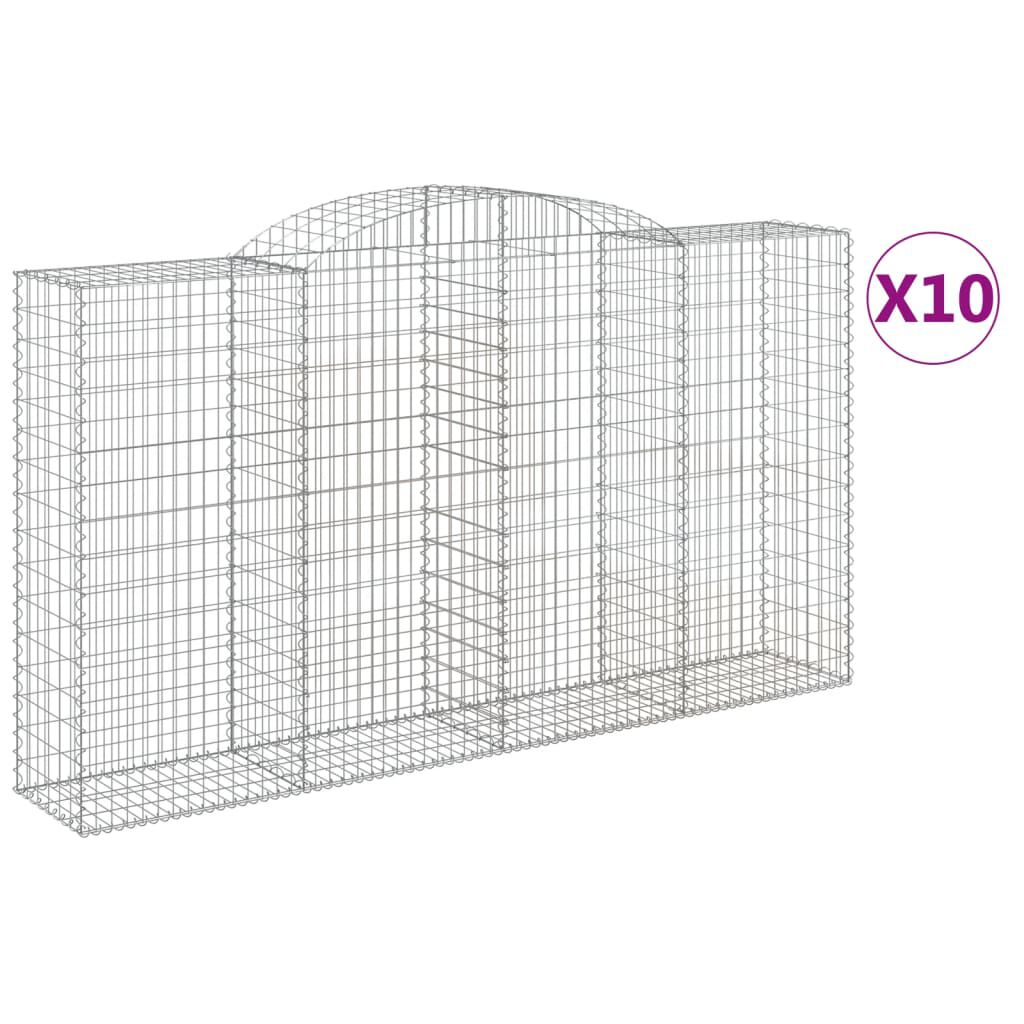 vidaXL Συρματοκιβώτια Τοξωτά 10 τεμ. 300x50x160/180 εκ. Γαλβαν. Ατσάλι