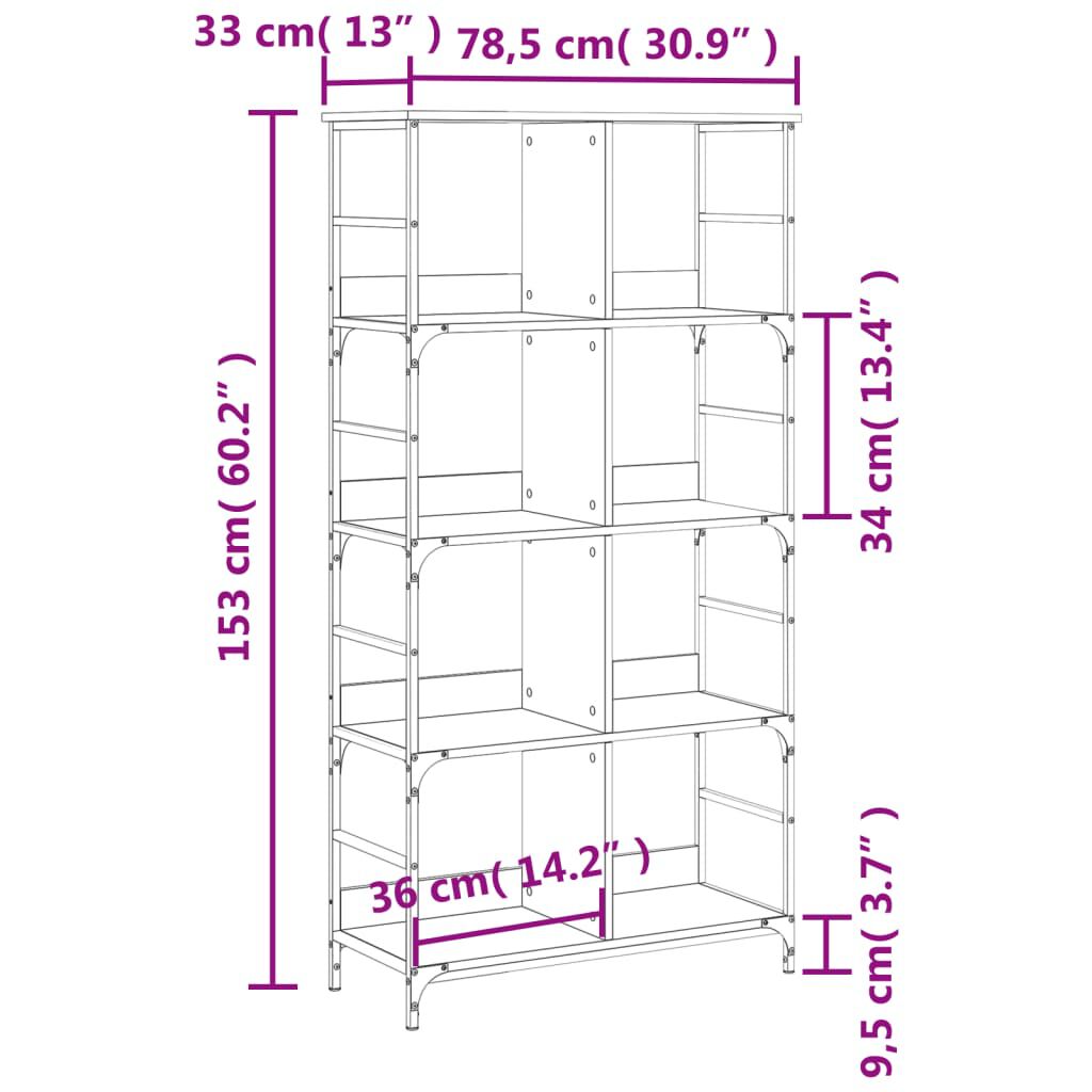 vidaXL Βιβλιοθήκη Μαύρη 78,5x33x153 εκ. από Επεξεργασμένο Ξύλο