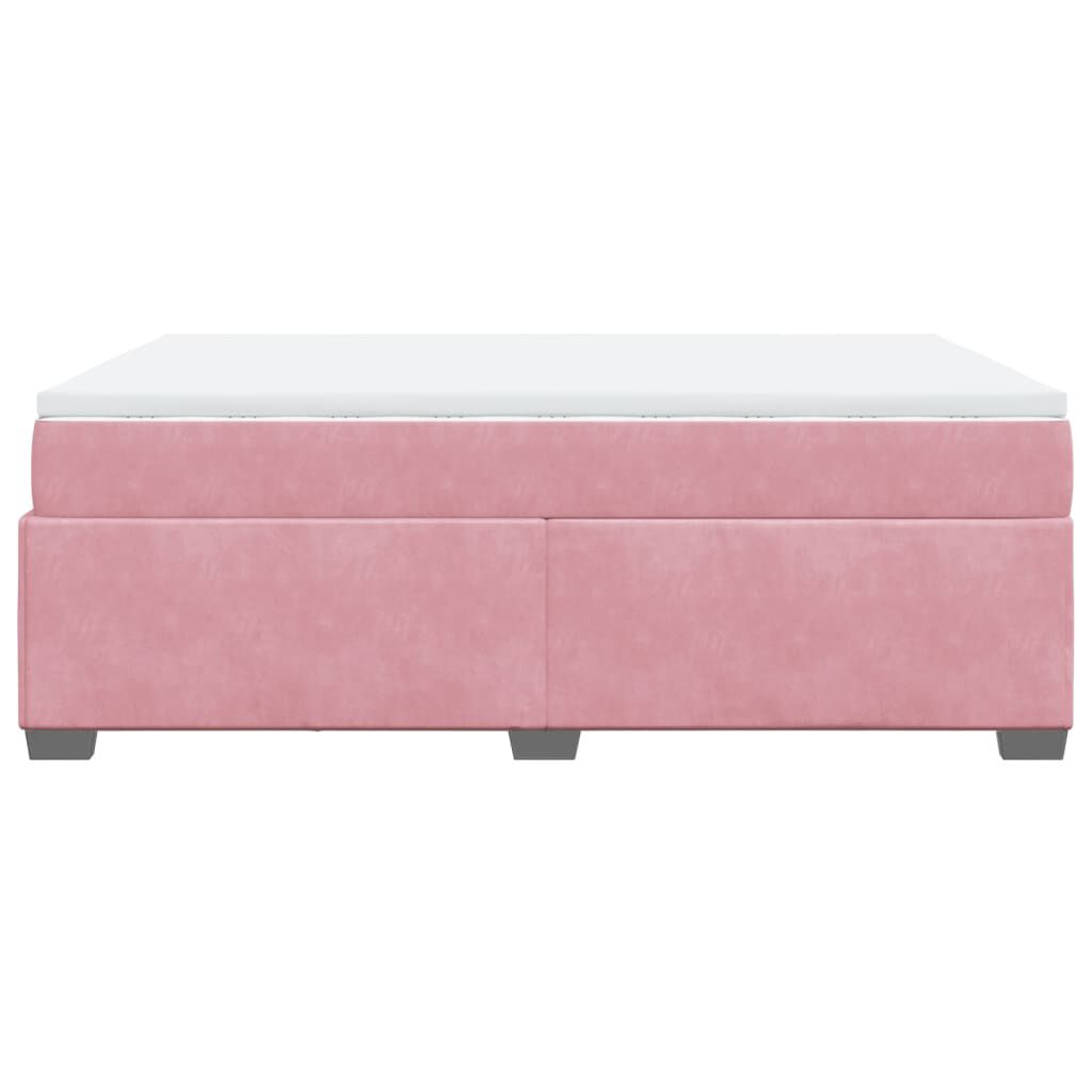 vidaXL Κρεβάτι Boxspring με Στρώμα Ροζ 160x200 εκ. Βελούδινο