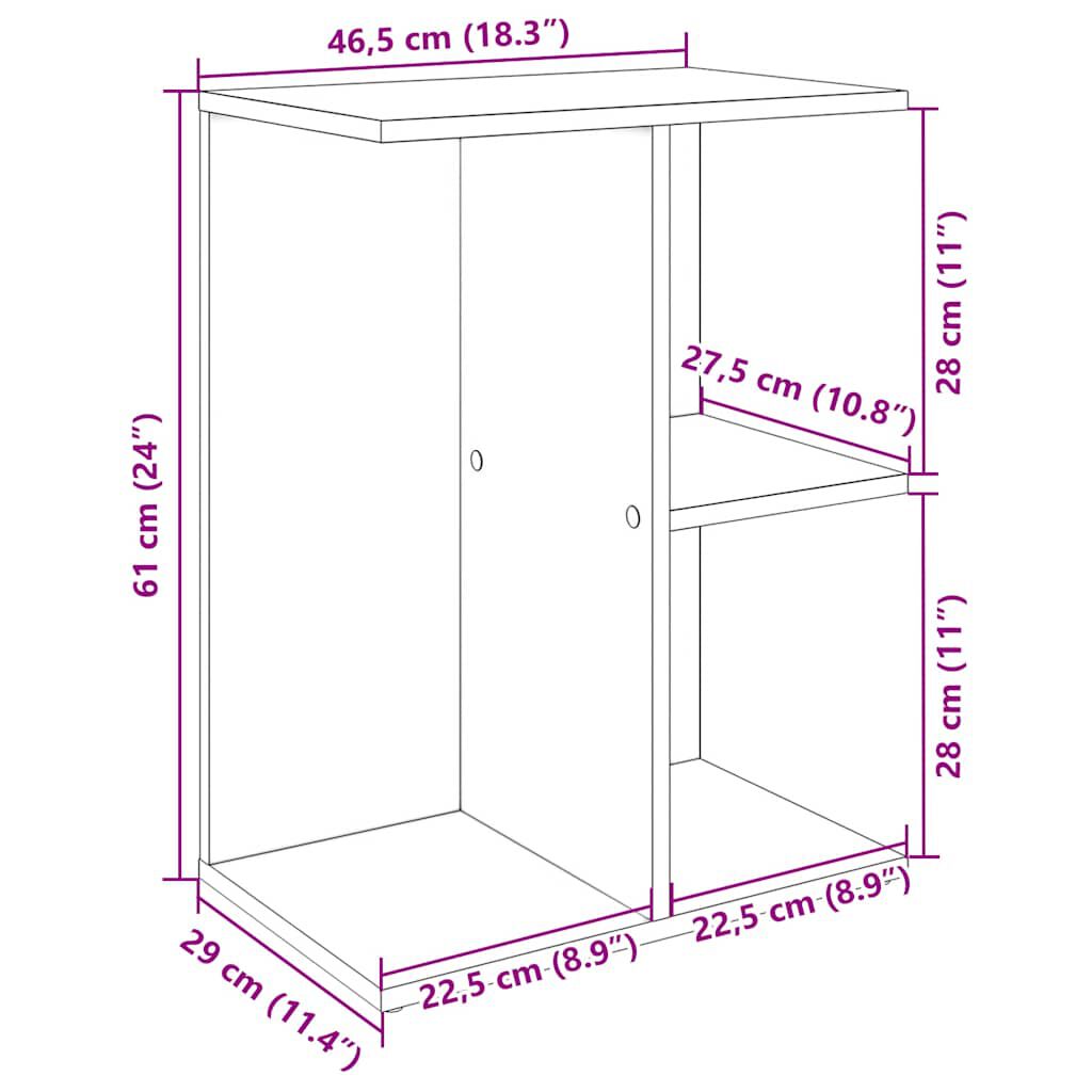 vidaXL Κομοδίνο Μαύρη δρυς 46,5x29x61 cm Κατασκευασμένο ξύλο