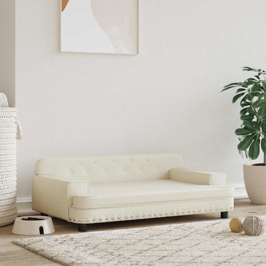 vidaXL Κρεβάτι Σκύλου Κρεμ 90 x 53 x 30 εκ. από Συνθετικό Δέρμα