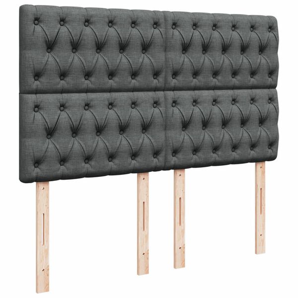 vidaXL Κρεβάτι Boxspring με Στρώμα Σκούρο Γκρι 160x200 εκ Υφασμάτινο