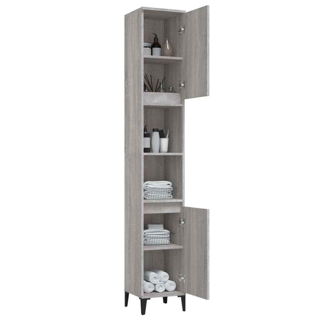 vidaXL Ντουλάπι Μπάνιου Γκρι Sonoma 30x30x190 εκ. Επεξεργασμένο Ξύλο