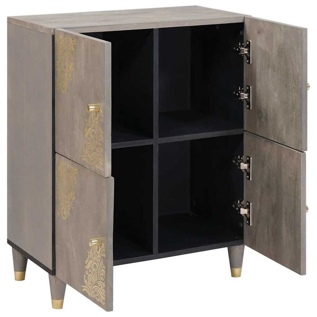 vidaXL Πλαϊνό γραφείο Γκρι και Χρυσό 60 x 33 x 75 cm Μασίφ ξύλο μάνγκο