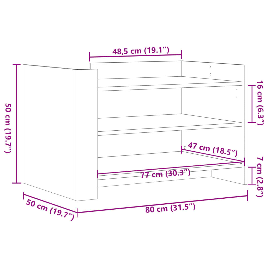 vidaXL Τραπεζάκι Σαλονιού Sonoma Δρυς 80x50x50 εκ. Επεξεργασμένο Ξύλο