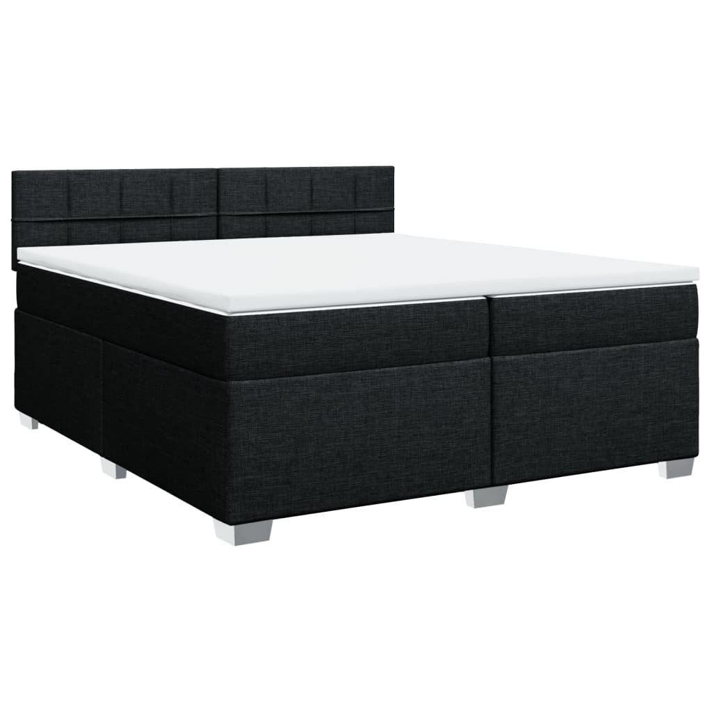 vidaXL Κρεβάτι Boxspring με Στρώμα Μαύρο 200x200 εκ. Υφασμάτινο
