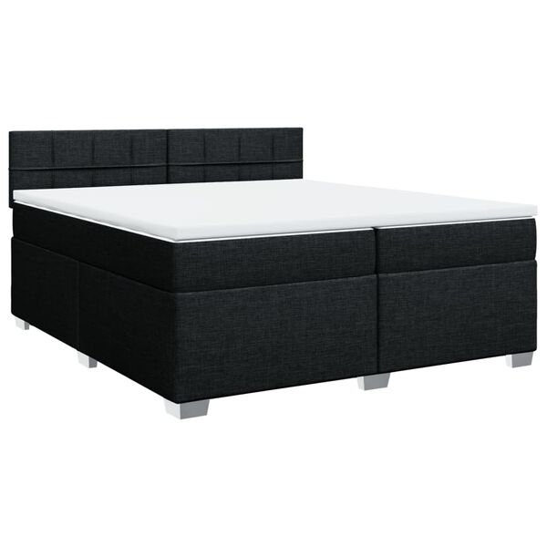 vidaXL Κρεβάτι Boxspring με Στρώμα Μαύρο 200x200 εκ. Υφασμάτινο