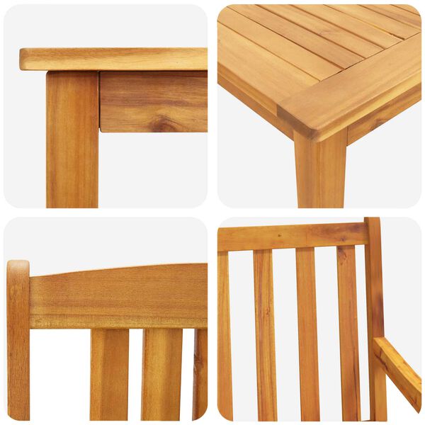 vidaXL Σέτ φαγητού για κήπο 7 pcs Καφέ Μασίφ ξύλο ακακίας