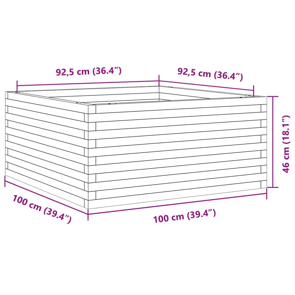 vidaXL Ζαρντινιέρα Κήπου Λευκή 100x100x46 εκ. από Μασίφ Ξύλο Πεύκου