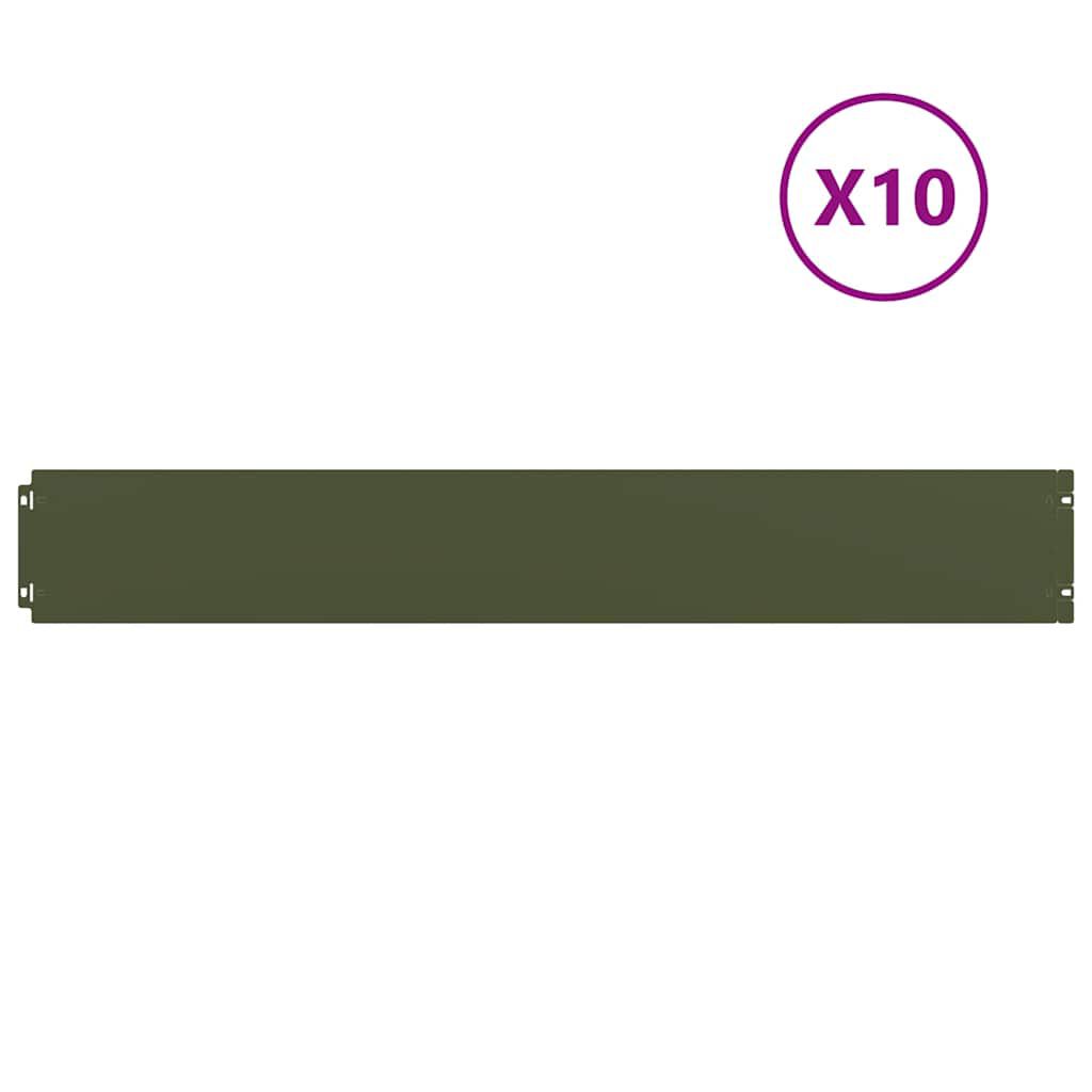 vidaXL Περιφράξεις γκαζόν 10 τεμάχια Ελαιοπράσινο 15x103 cm