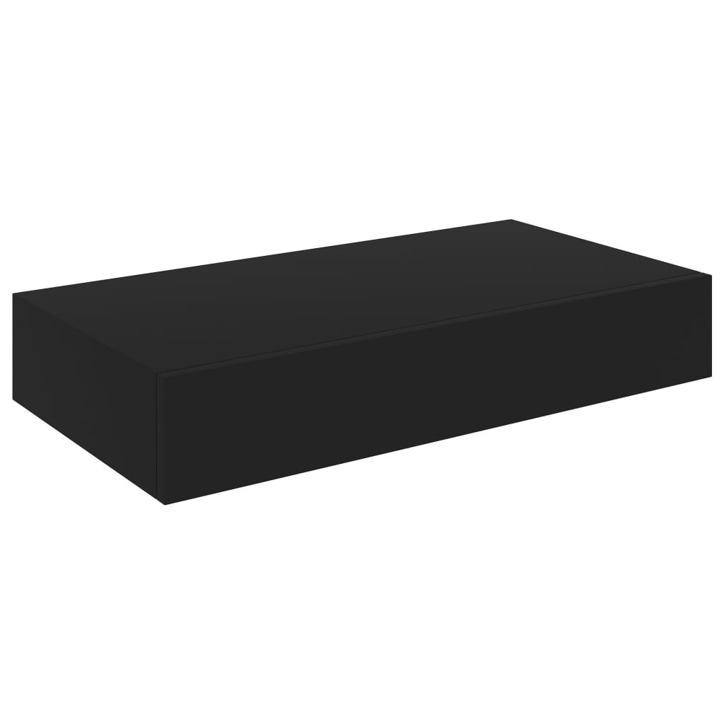 vidaXL Ράφι Τοίχου με Συρτάρι Μαύρο 48 x 25 x 8 εκ. από MDF