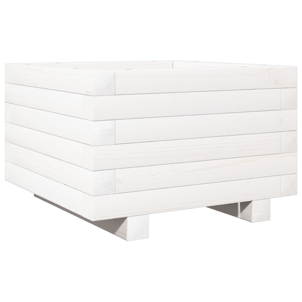 vidaXL Ζαρντινιέρα Κήπου Λευκή 40x40x26,5 εκ. από Μασίφ Ξύλο Πεύκου