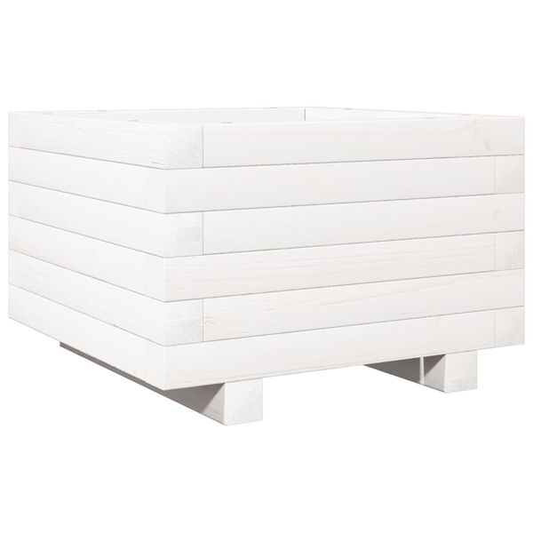 vidaXL Ζαρντινιέρα Κήπου Λευκή 40x40x26,5 εκ. από Μασίφ Ξύλο Πεύκου