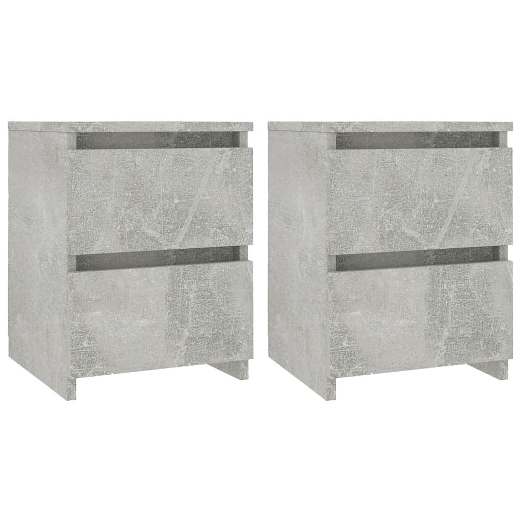 vidaXL Κομοδίνα 2 τεμ. Γκρι Σκυροδέματος 30x30x40 εκ. από Επεξ. Ξύλο