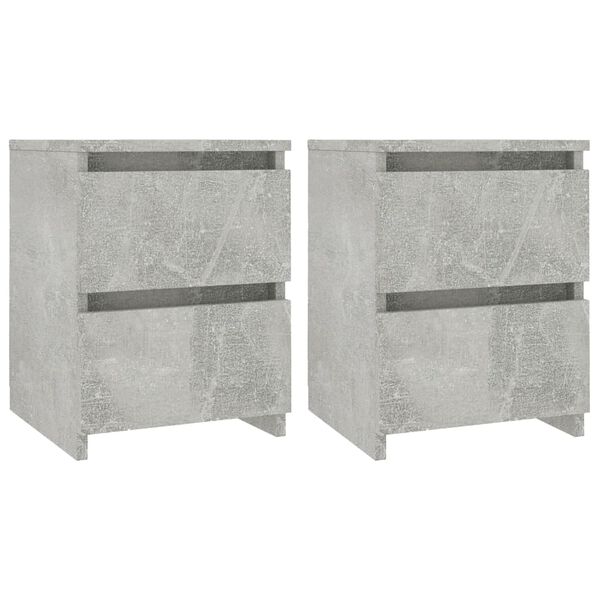 vidaXL Κομοδίνα 2 τεμ. Γκρι Σκυροδέματος 30x30x40 εκ. από Επεξ. Ξύλο