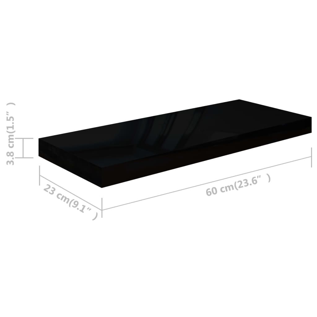 vidaXL Ράφι Τοίχου Γυαλιστερό Μαύρο 60 x 23,5 x 3,8 εκ. MDF