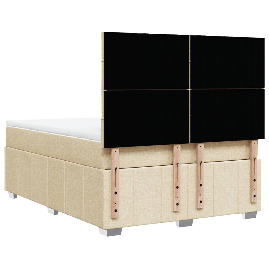 vidaXL Κρεβάτι Boxspring με Στρώμα Κρεμ 140x200 εκ. Υφασμάτινο