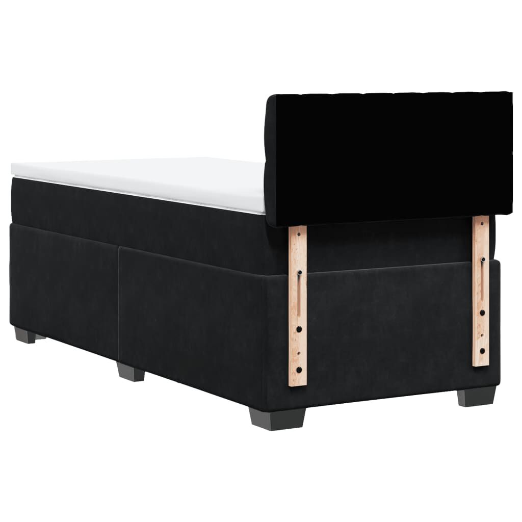 vidaXL Κρεβάτι Boxspring με Στρώμα Μαύρο Single Βελούδινο