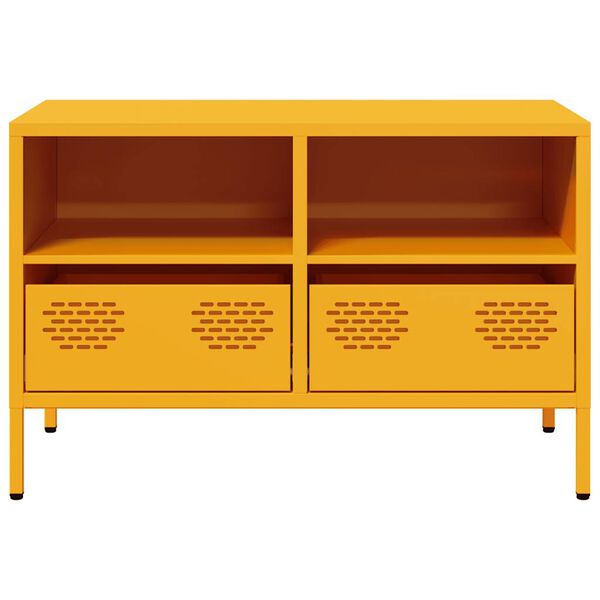 vidaXL Έπιπλο Τηλεόρασης Μουσταρδί 68x39x43,5 εκ. Ατσάλι Ψυχρής Έλασης