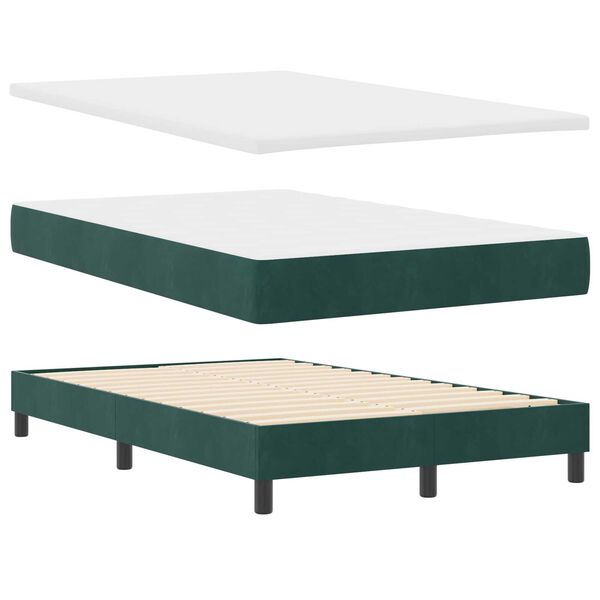 vidaXL Κρεβάτι με ελατήρια Σκούρο πράσινο 120 x 190 cm Βελούδο