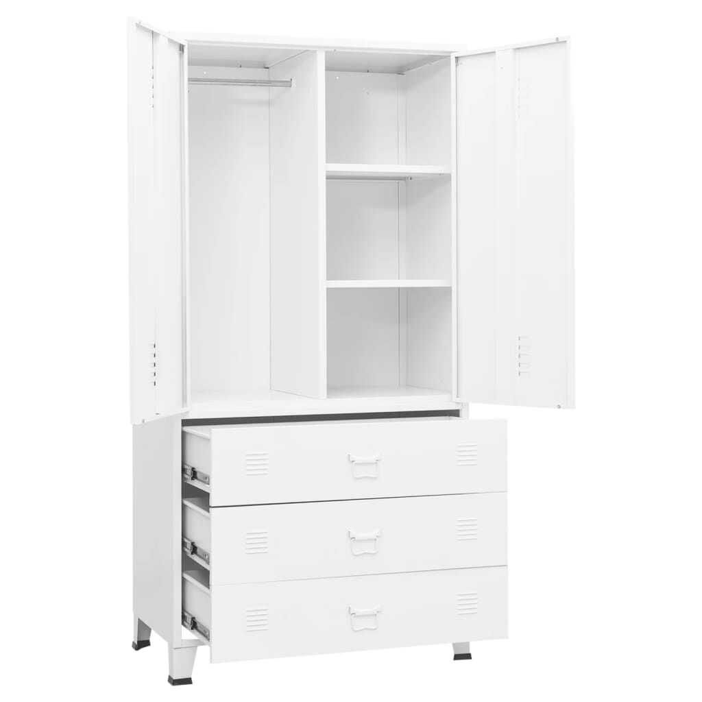 vidaXL Ντουλάπα Βιομηχανική Λευκή 90 x 50 x 180 εκ. Μεταλλική