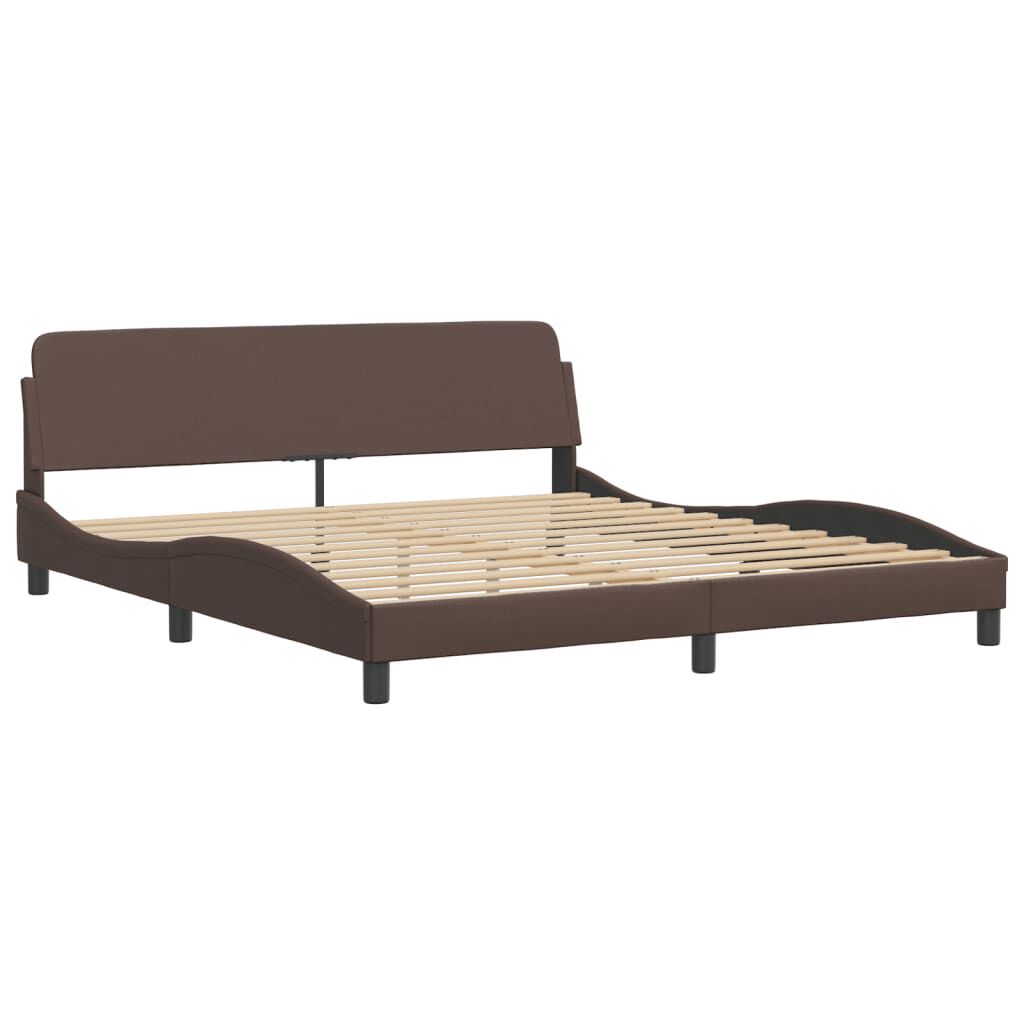 vidaXL Πλαίσιο Κρεβατιού με Κεφαλάρι Καφέ 180x200 εκ. Συνθετικό Δέρμα