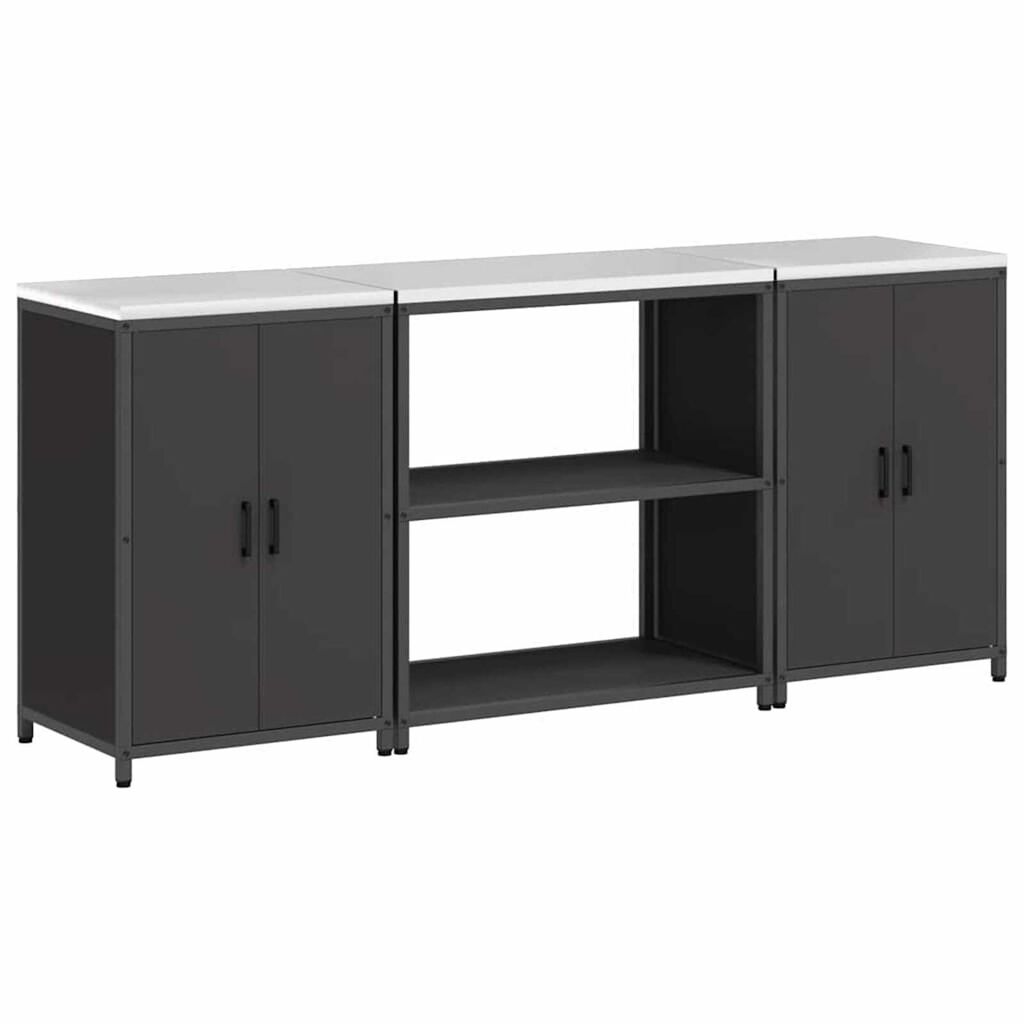 vidaXL Σετ Αποθήκευσης Κουζίνας με ράφι 3 pcs Μαύρο 210 x 50 x 92 εκ