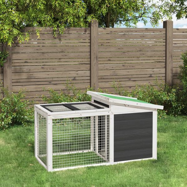 vidaXL Κλουβί Κουνελιών Γκρι 100,5 x 54 x 55 εκ. Μασίφ Ξύλο Πεύκου