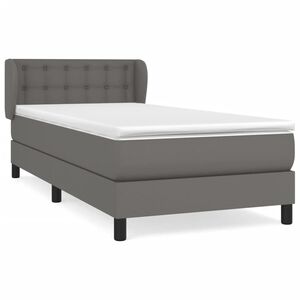 vidaXL Κρεβάτι Boxspring με Στρώμα Γκρι 80 x 200 εκ. Συνθετικό Δέρμα