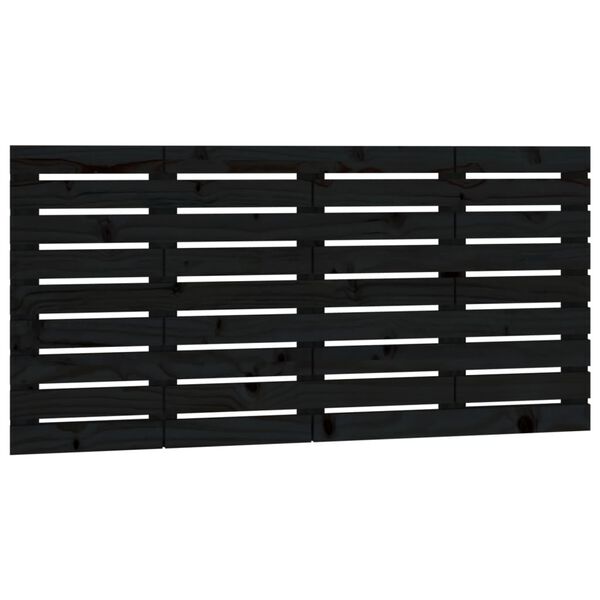 vidaXL Κεφαλάρι Τοίχου Μαύρο 146x3x63 εκ. από Μασίφ Ξύλο Πεύκου