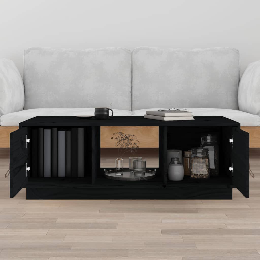 vidaXL Τραπεζάκι Σαλονιού Μαύρο 100x50x35 εκ. από Μασίφ Ξύλο Πεύκου