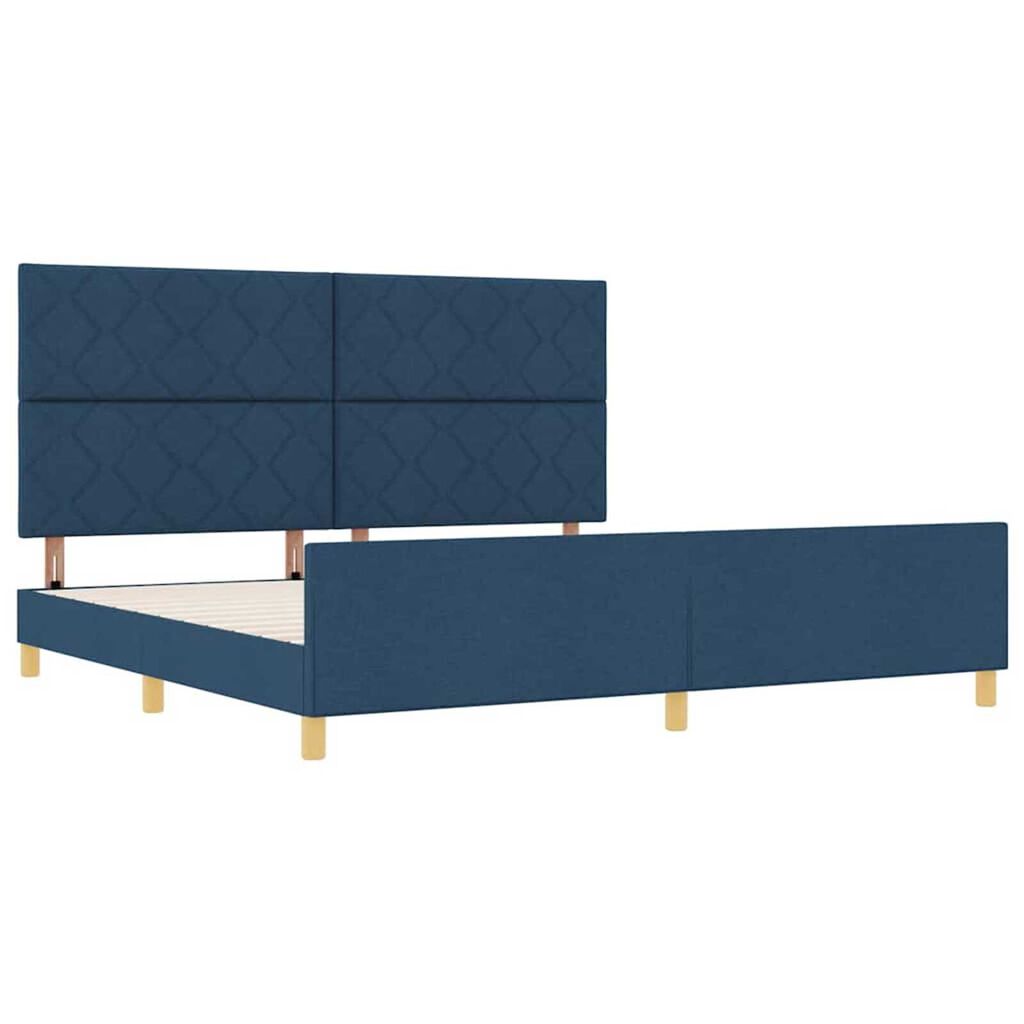 vidaXL Σκελετός Κρεβατιού με κεφαλάρι Μπλε 200 x 200 cm ύφασμα