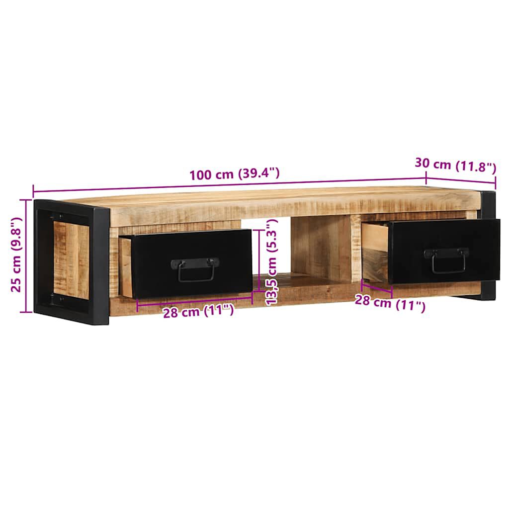 ντουλάπι τηλεόρασης vidaXL 100x30x25 cm Στερεό ακατέργαστο ξύλο Mango