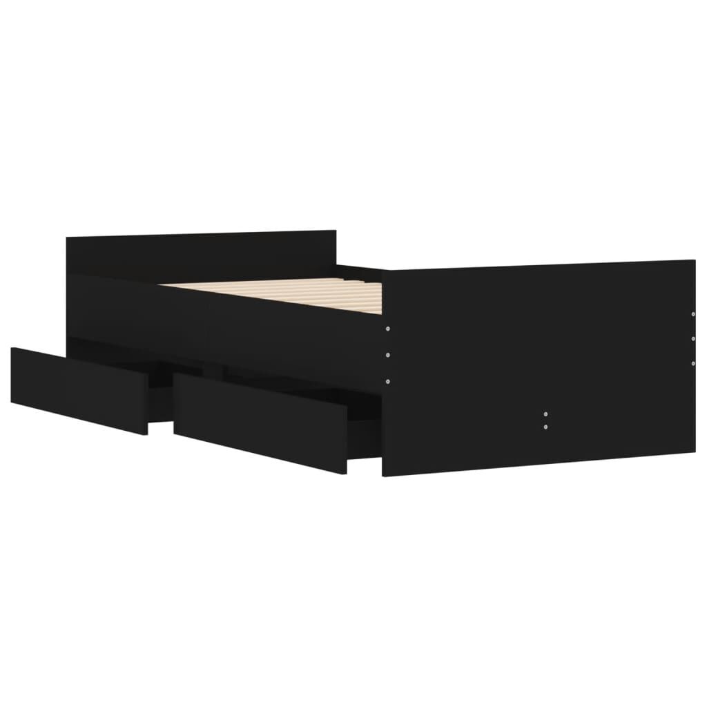 vidaXL Πλαίσιο Κρεβατιού με Συρτάρια Μαύρο 90 x 190 εκ.