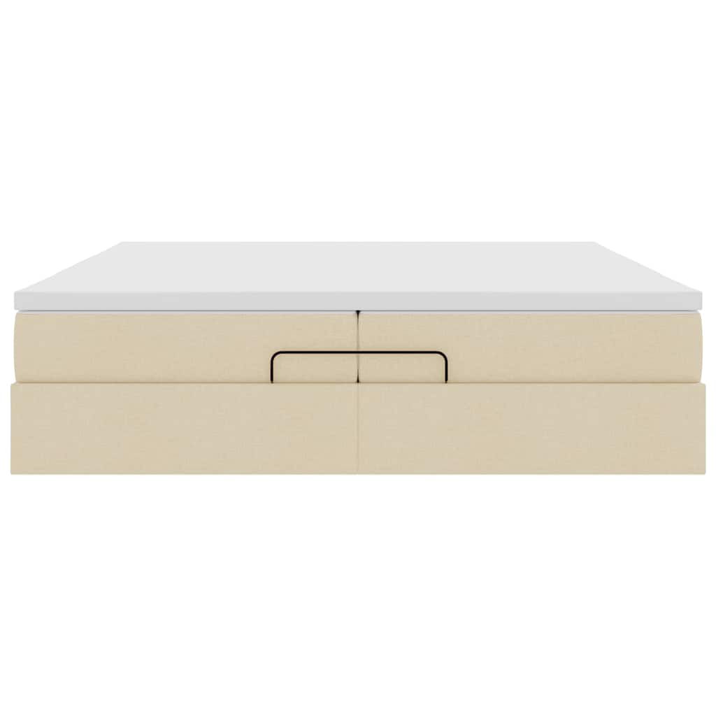 vidaXL Οθωμανικό Κρεβάτι με Στρώματα Κρέμα 200x200cm Ύφασμα