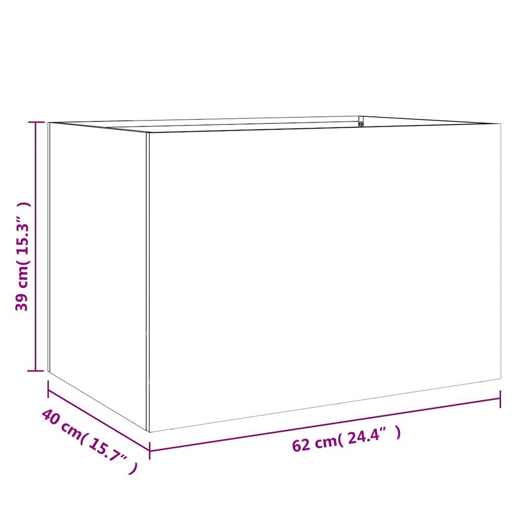 vidaXL Ζαρντινιέρα Ασημί 62x40x39 εκ. από Ανοξείδωτο Ατσάλι