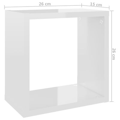 vidaXL Ράφια Κύβοι Τοίχου 4 τεμ. Γυαλιστερό Λευκό 26 x 15 x 26 εκ.