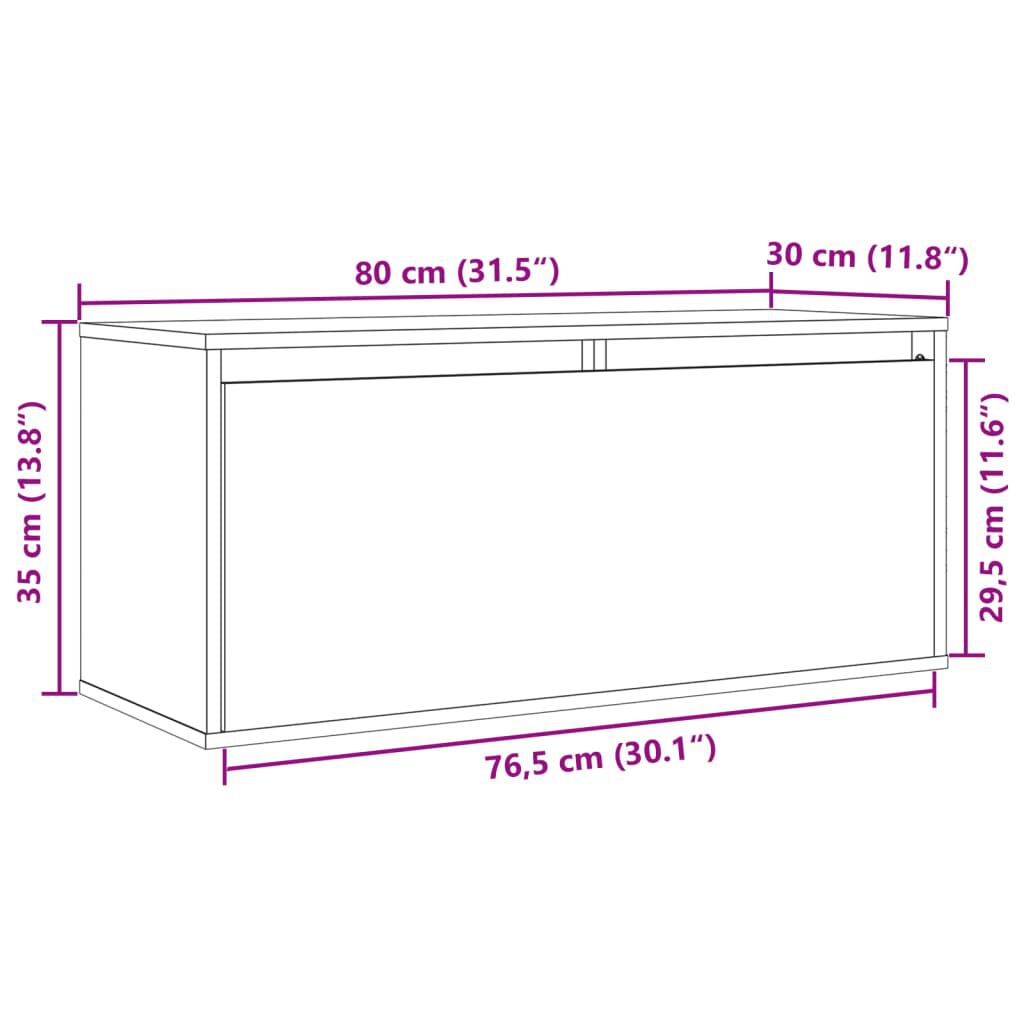 vidaXL Ντουλάπι Τοίχου Λευκό 80 x 30 x 35 εκ. από Μασίφ Ξύλο Πεύκου