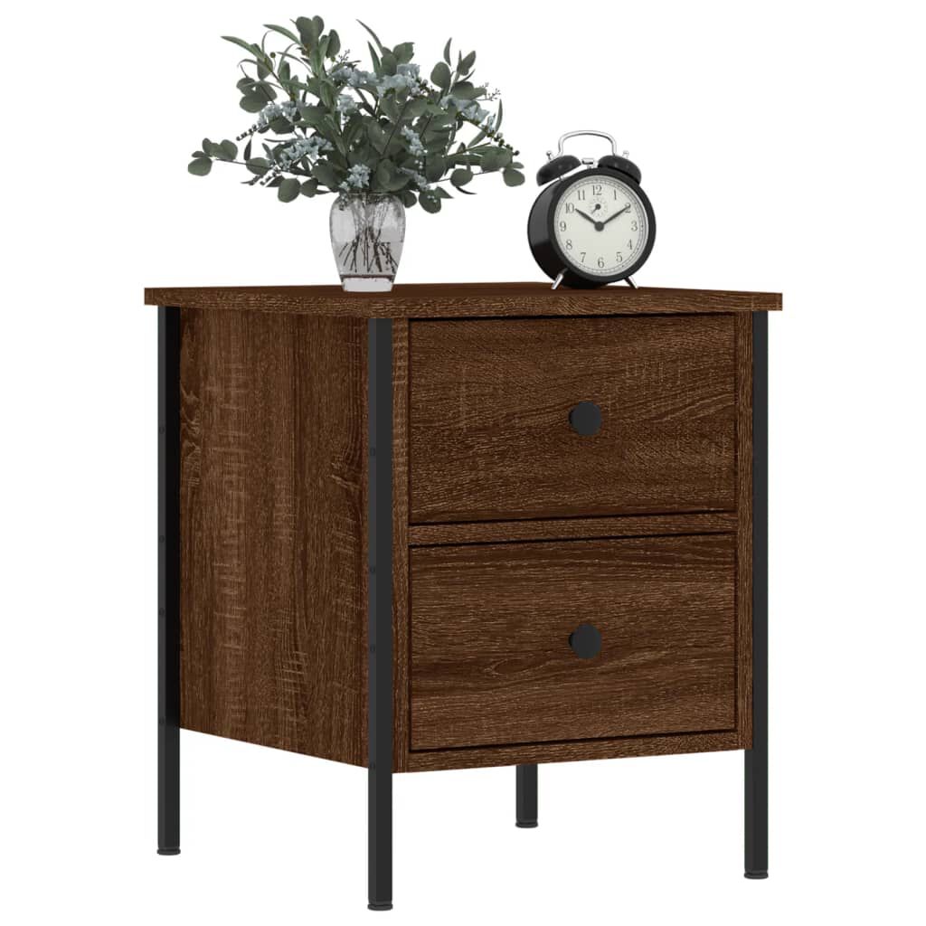 vidaXL Κομοδίνα 2 Τεμ. Καφέ Δρυς 40x42x50 εκ. από Επεξεργασμένο Ξύλο