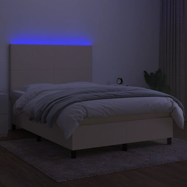 vidaXL &Kappa;&rho;&epsilon;&beta;ά&tau;&iota; Boxspring &mu;&epsilon; &Sigma;&tau;&rho;ώ&mu;&alpha; & LED &Kappa;&rho;&epsilon;&mu; 140x190 &epsilon;&kappa;. &Upsilon;&phi;&alpha;&sigma;&mu;ά&tau;&iota;&nu;&omicron;
