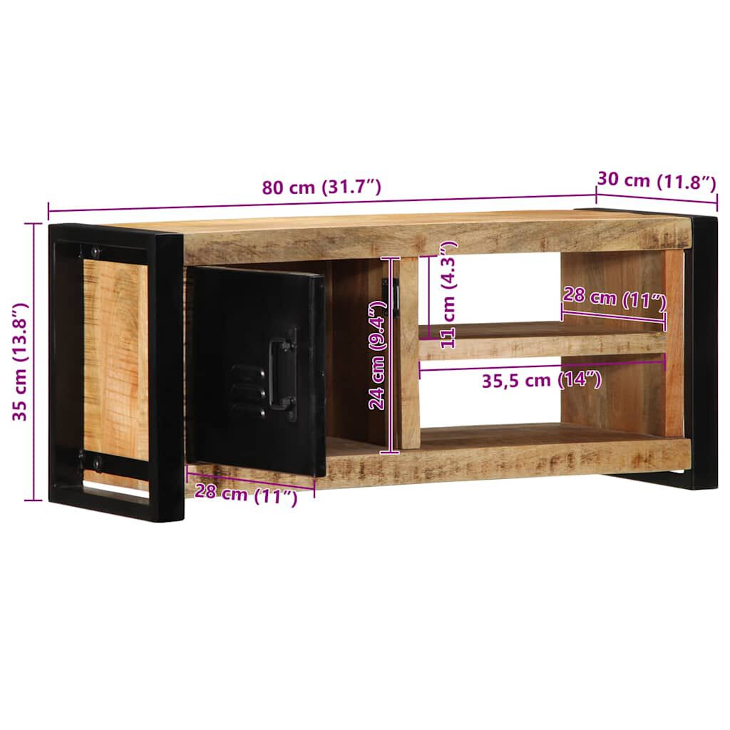ντουλάπι τηλεόρασης vidaXL 80x30x35 cm Στερεό ακατέργαστο ξύλο Mango
