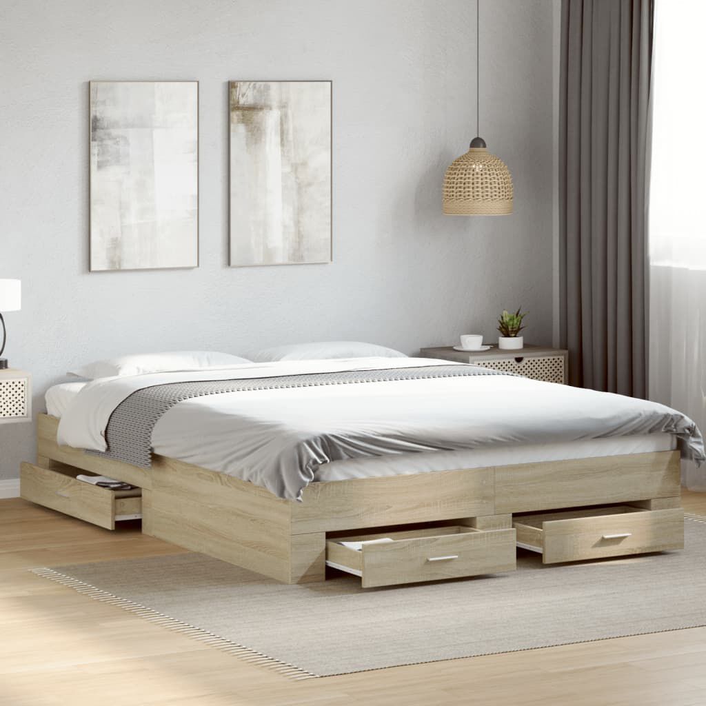 vidaXL Πλαίσιο Κρεβατιού με συρτάρια Sonoma Δρυς 160x200εκ. Επεξ. Ξύλο
