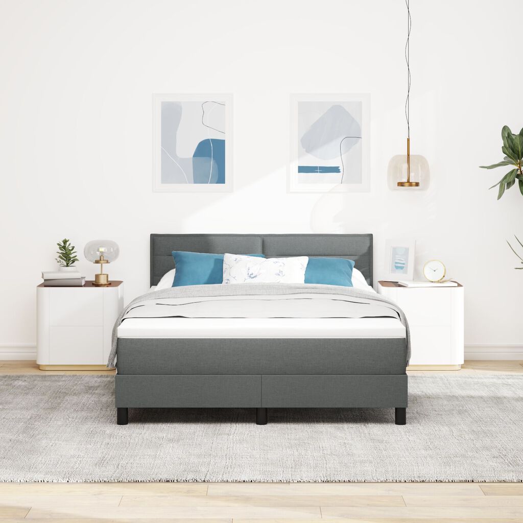 vidaXL Σκούρο Γκρι Κρεβάτι με Μοχλό και Στρώμα 140x200 εκ. Ύφασμα