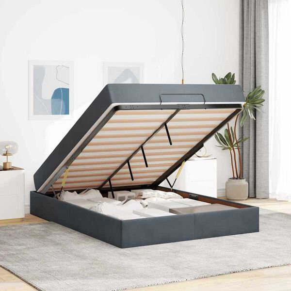 vidaXL Σκελετός Κρεβατιού Σκούρο γκρι 160 x 200 cm Βελούδο