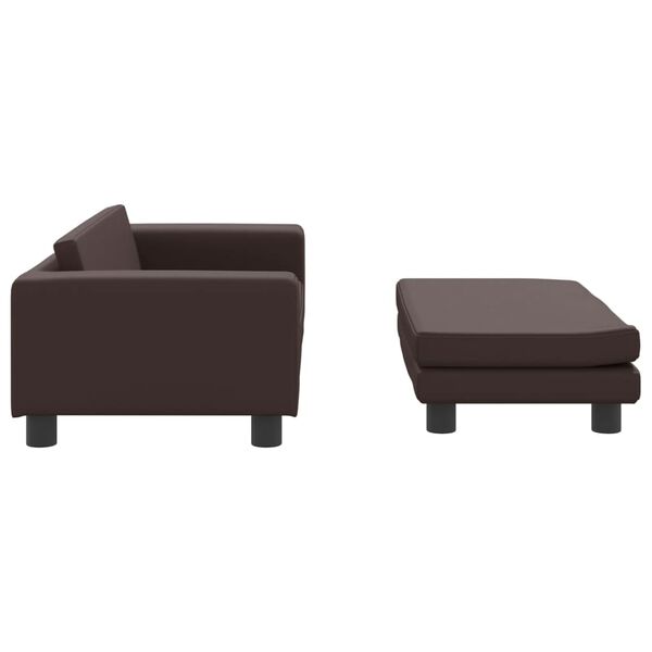 vidaXL Καναπές Παιδικός με Υποπόδιο Καφέ 100 x 50 x 30 εκ. Συνθ. Δέρμα