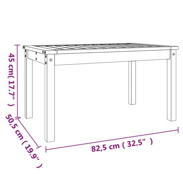 vidaXL Τραπέζι Κήπου Γκρι 82,5x50,5x45 εκ. από Μασίφ Ξύλο Πεύκου
