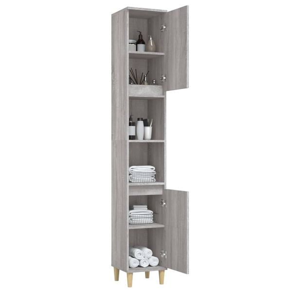 vidaXL Ντουλάπι Μπάνιου Γκρι Sonoma 30x30x190 εκ. Επεξεργασμένο Ξύλο
