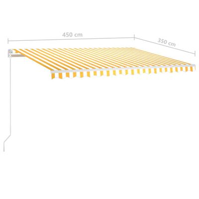 vidaXL Τέντα Συρόμενη Χειροκίνητη με Στύλους Κίτρινο/Λευκό 4,5 x 3,5 μ